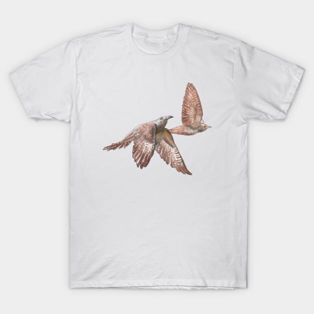 Cuckoo Birds in Flight Illustration T-Shirt by Julia Doria Illustration